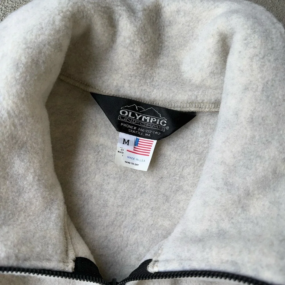 Olympic‎ Uniforms Fleece Vest Mens Medium Made In USA Full Zip Cream